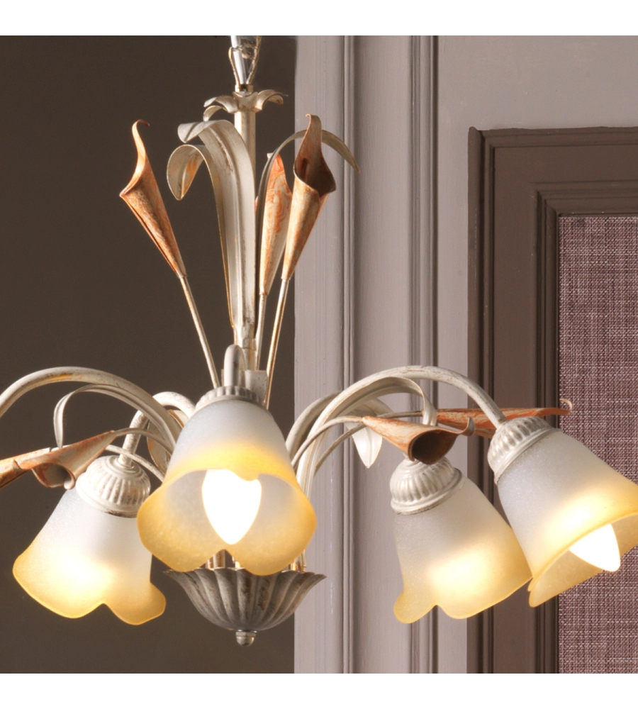 LAMPADARIO 5 LUCI "LUCREZIA" AVORIO, E14