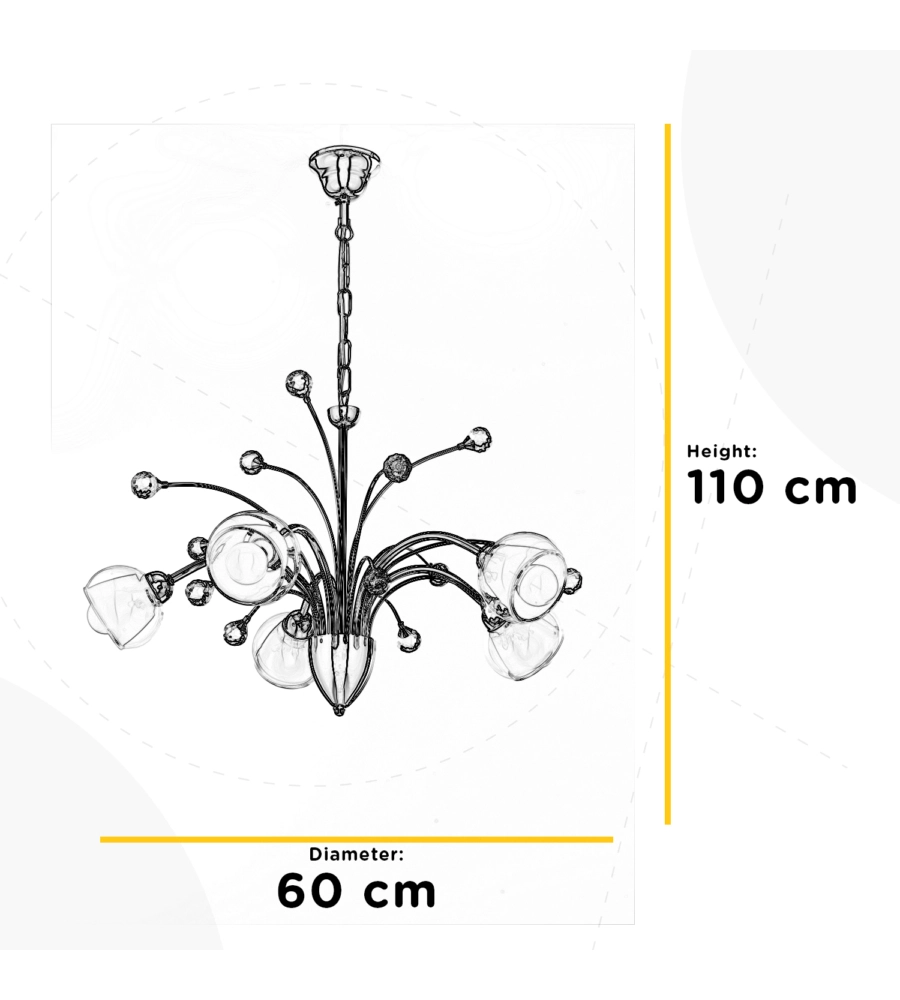 LAMPADARIO "DIAMANTE" IN METALLO CROMATO, E14