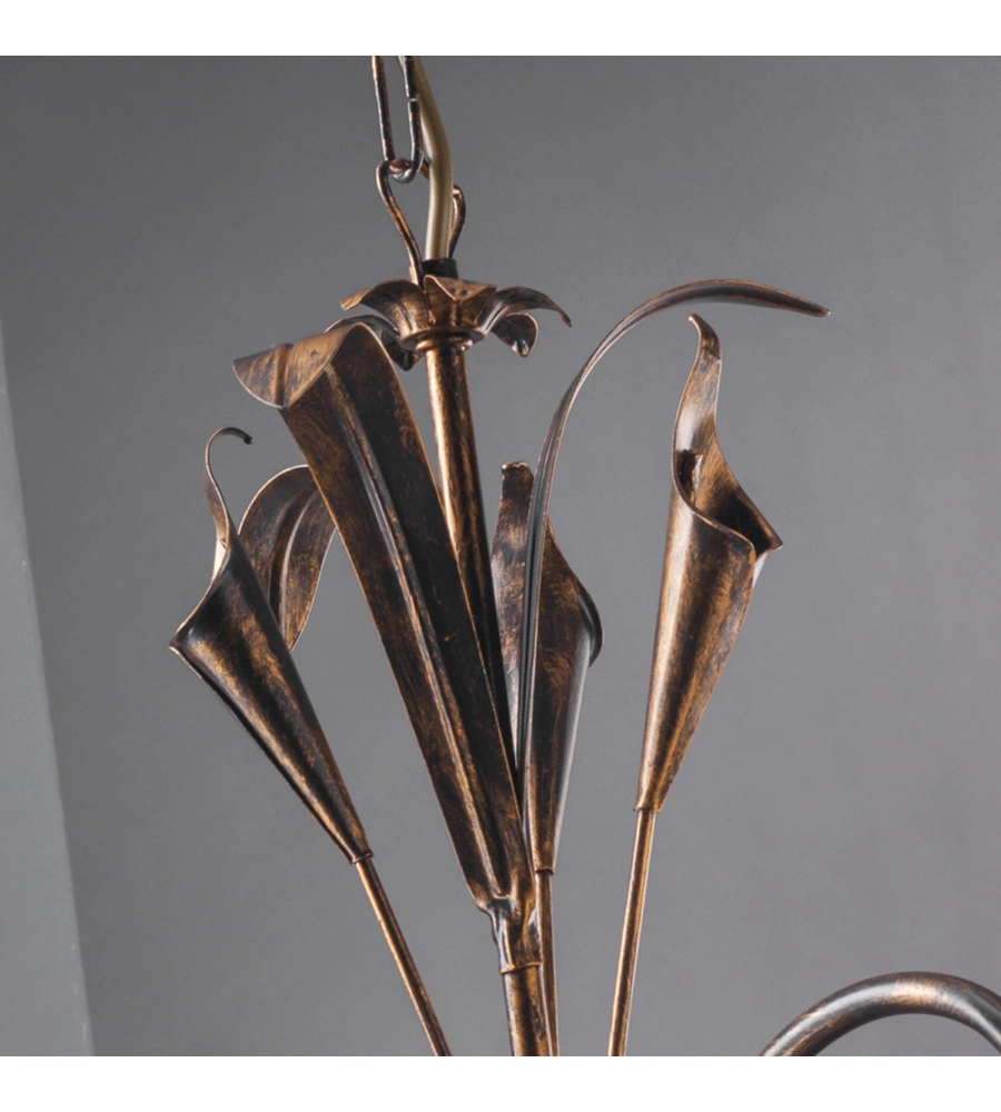 LAMPADARIO "LUCREZIA" 5 LUCI BRONZO, E14