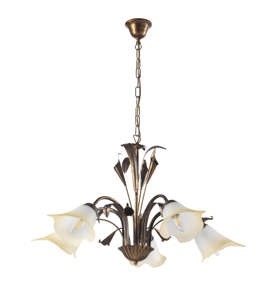 LAMPADARIO "LUCREZIA" 5 LUCI BRONZO, E14
