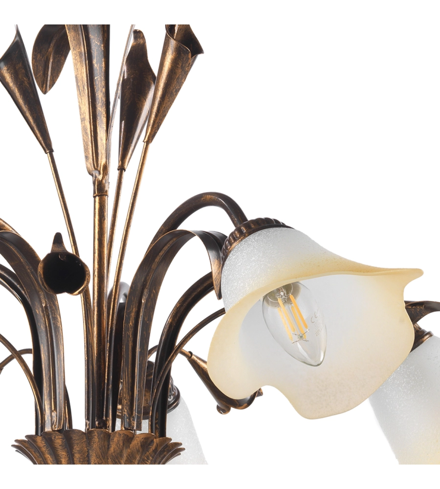 LAMPADARIO "LUCREZIA" 5 LUCI BRONZO, E14