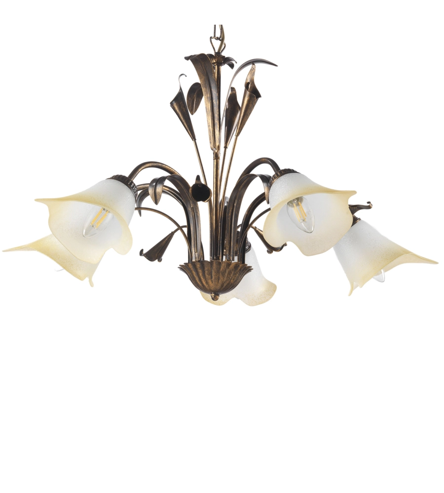LAMPADARIO "LUCREZIA" 5 LUCI BRONZO, E14
