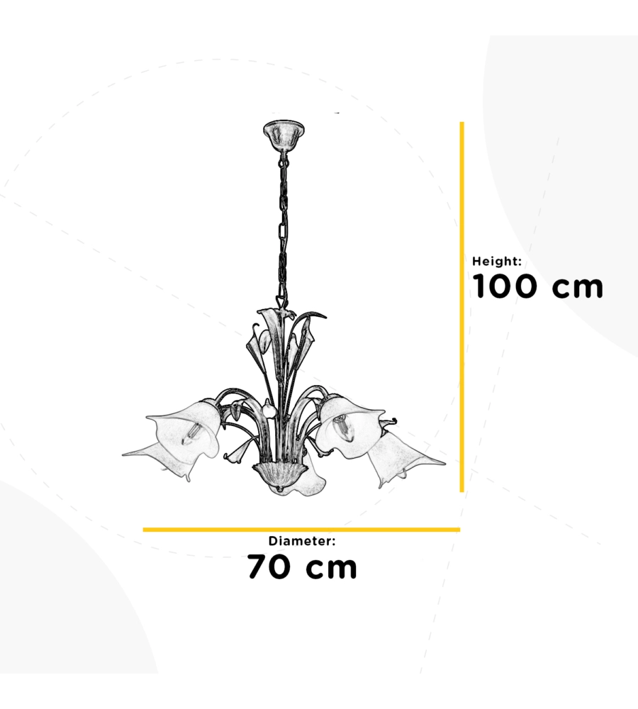 LAMPADARIO "LUCREZIA" 5 LUCI BRONZO, E14