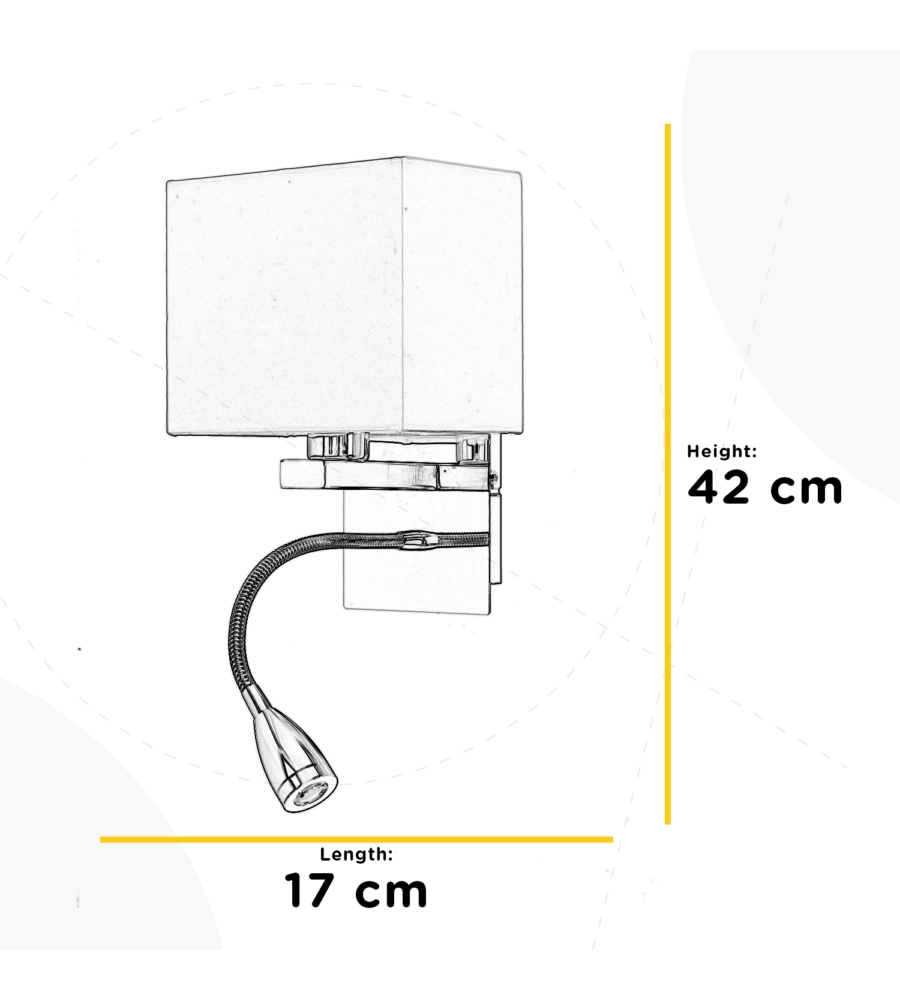 APPLIQUE "BED" LED IN METALLO E TESSUTO, E14