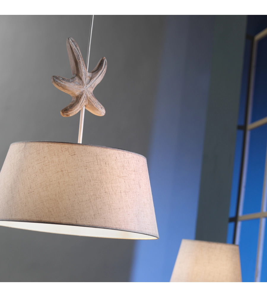 LAMPADA A SOSPENSIONE "STELLINA" LEGNO E METALLO, E27