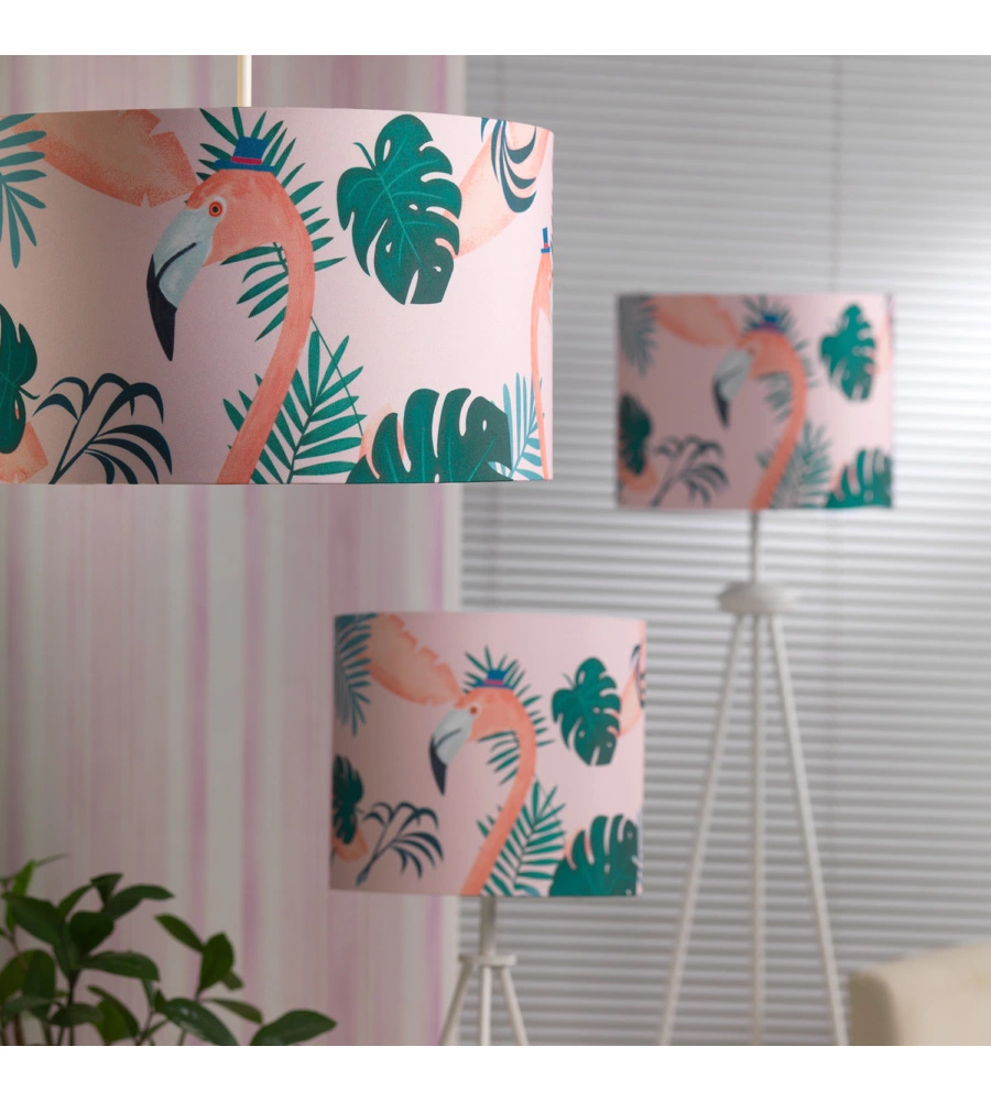 LAMPADA DA TAVOLO "FLAMINGO" ROSA E BIANCO, E14