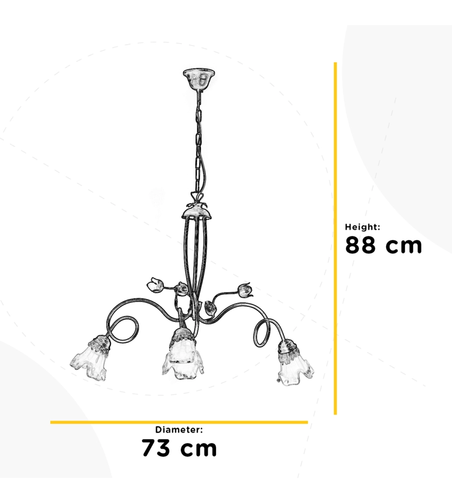 LAMPADARIO "ARIANNA" 3 LUCI BRONZO, E14