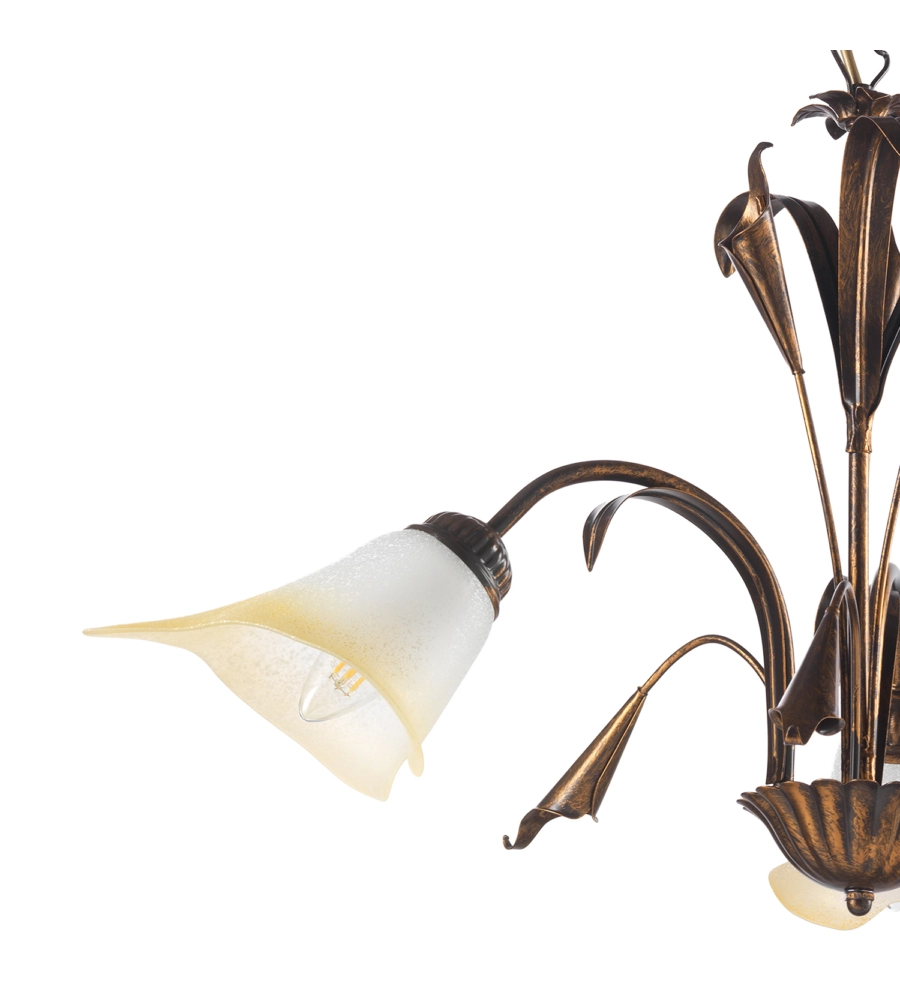 LAMPADARIO "LUCREZIA" 3 LUCI BRONZO, E14