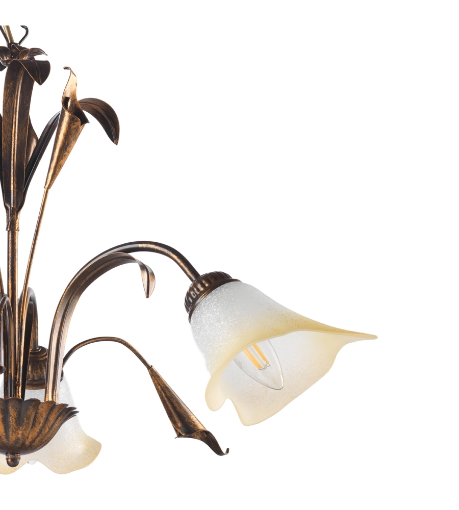 LAMPADARIO "LUCREZIA" 3 LUCI BRONZO, E14