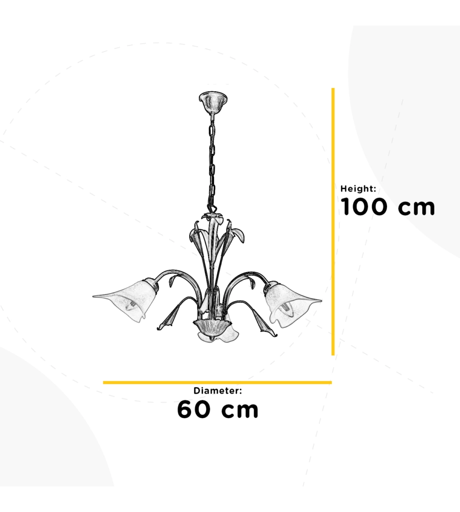 LAMPADARIO "LUCREZIA" 3 LUCI BRONZO, E14