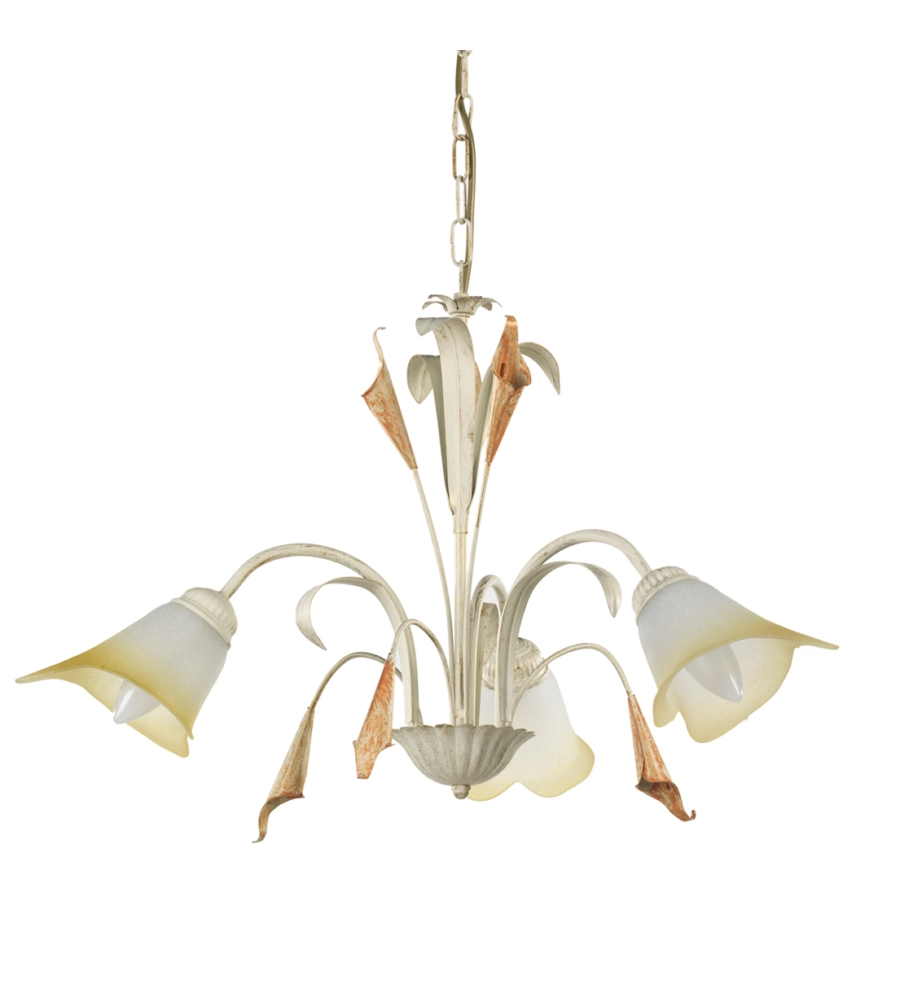 LAMPADARIO 3 LUCI "LUCREZIA" IN METALLO AVORIO, E14