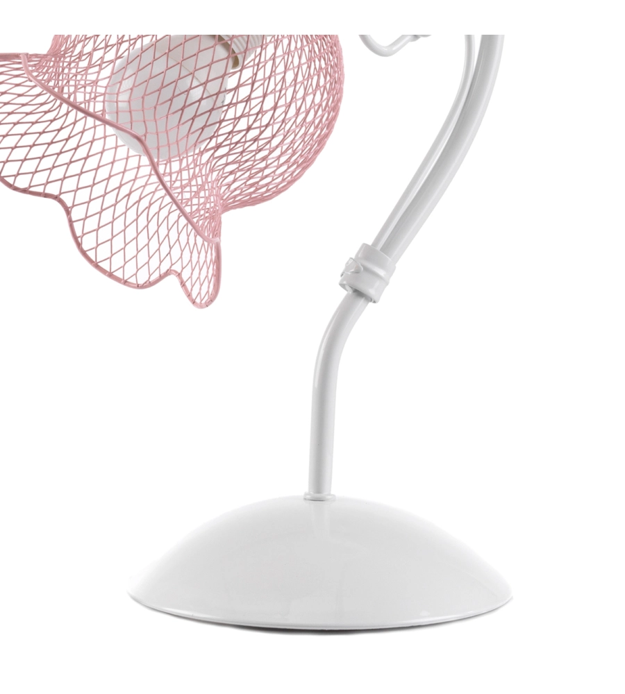 LAMPADA DA TAVOLO "MIA" IN METALLO BIANCO E ROSA, E14