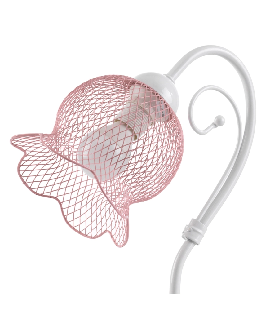 LAMPADA DA TAVOLO "MIA" IN METALLO BIANCO E ROSA, E14