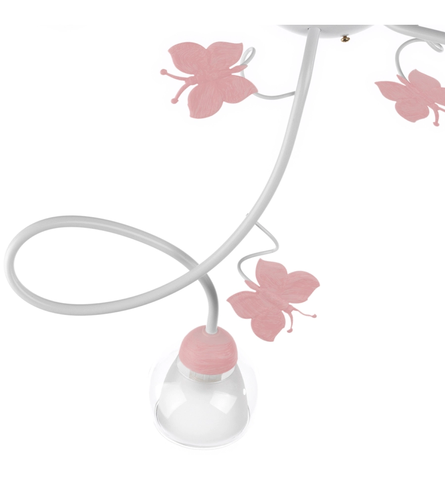 PLAFONIERA "BUTTERFLY" 3 LUCI BIANCA E ROSA, E14