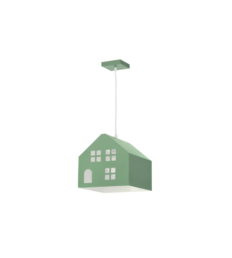 LAMPADA A SOSPENSIONE "CASETTA" IN METALLO VERDE, E27