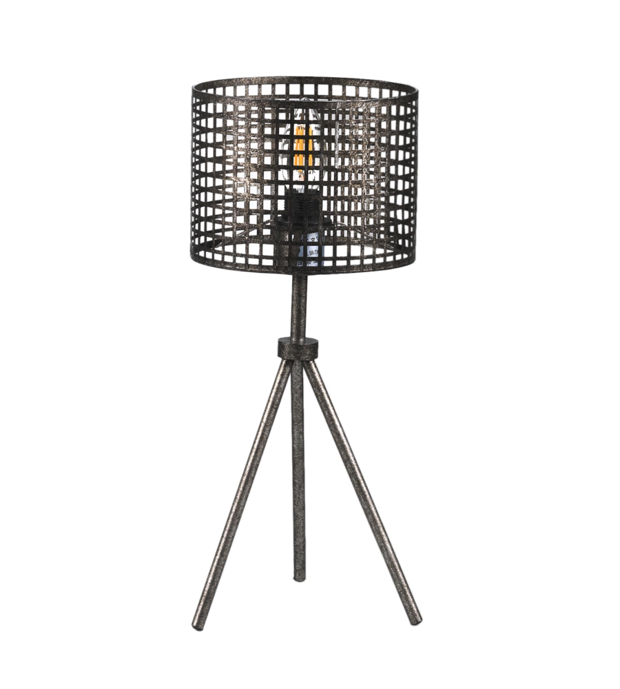 LAMPADA DA TAVOLO "FLAM" IN METALLO GRIGIO, E14