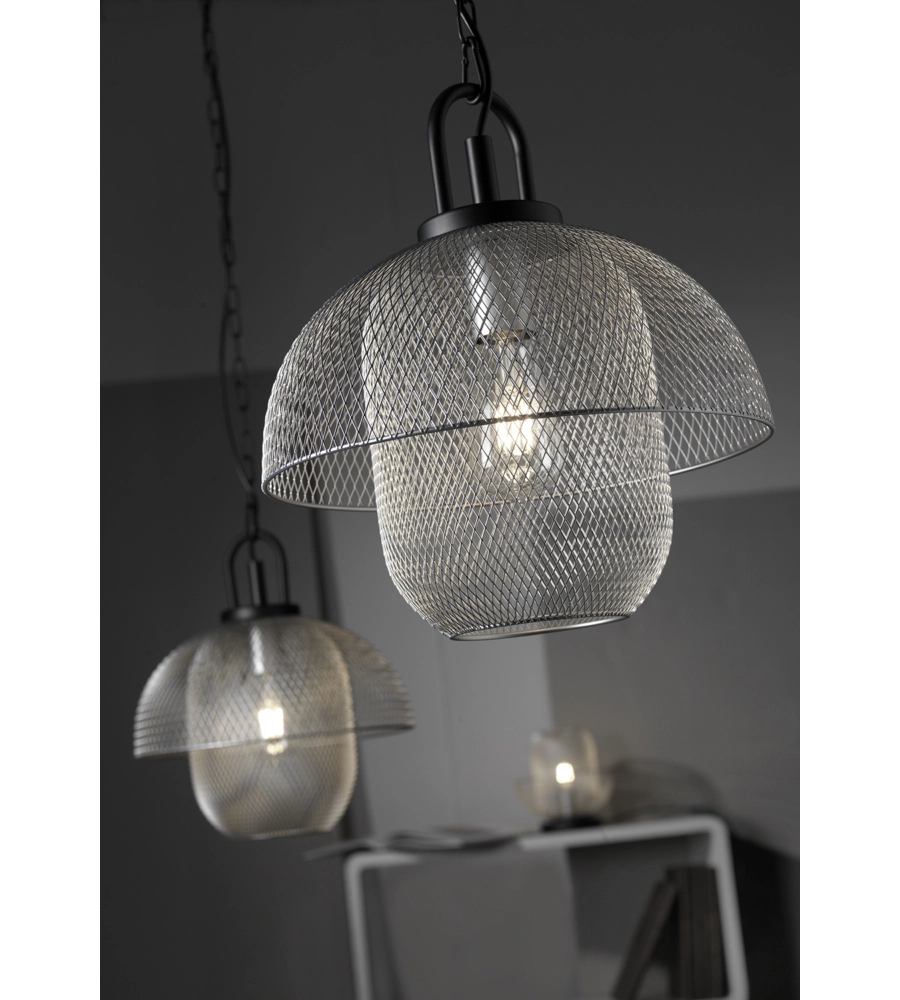 LAMPADA A SOSPENSIONE "ZAIR" IN METALLO GRIGIO E NERO, E27