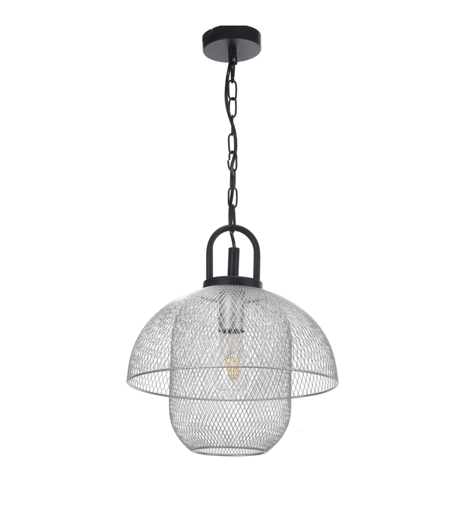 LAMPADA A SOSPENSIONE "ZAIR" IN METALLO GRIGIO E NERO, E27