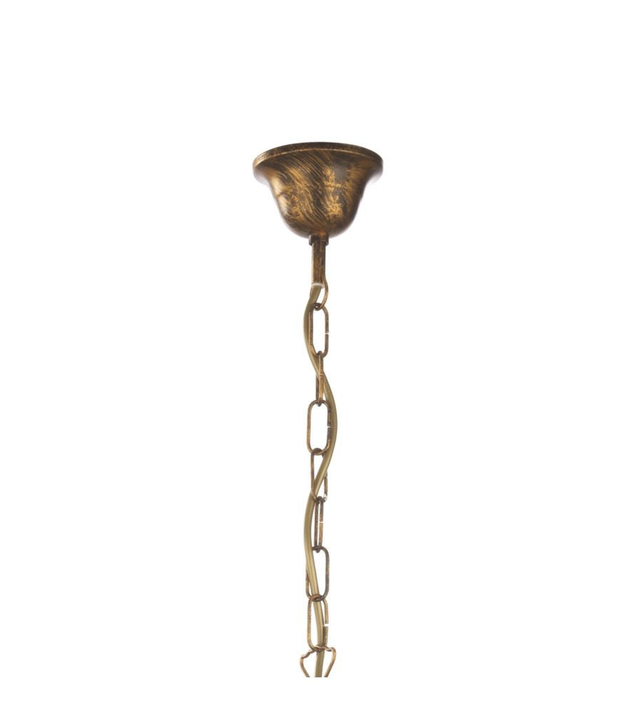 LAMPADARIO A SOSPENSIONE "LUCREZIA" IN METALLO E VETRO COLOR BRONZO, E27