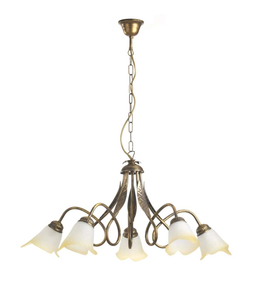 LAMPADARIO 5 LUCI IN METALLO COLOR BRONZO, E14