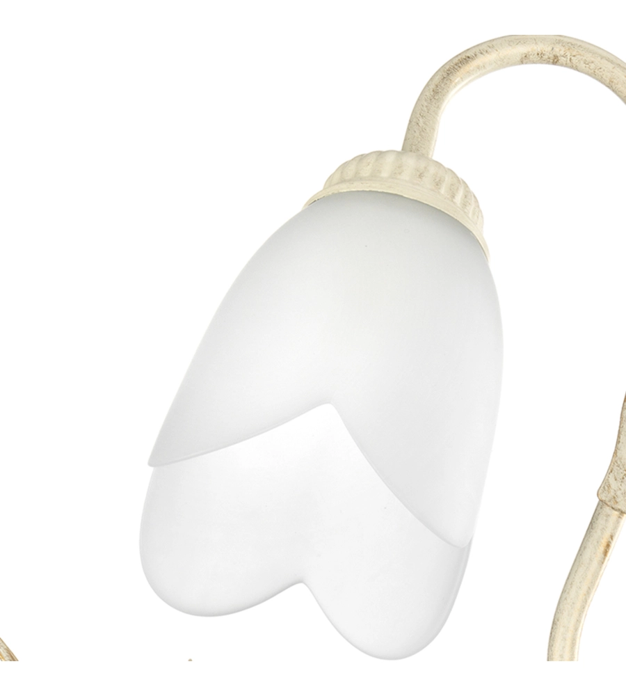 LAMPADARIO "SHABBY" 5 LUCI METALLO COLOR AVORIO, E14
