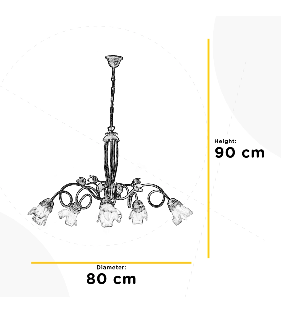 LAMPADARIO "ARIANNA" 5 LUCI BRONZO, E14