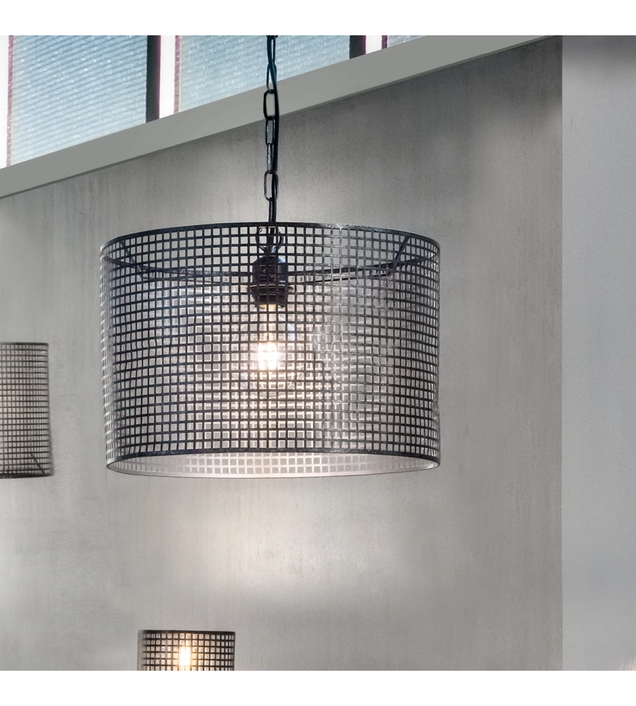 LAMPADA A SOSPENSIONE "FLAM" IN METALLO GRIGIO, E27