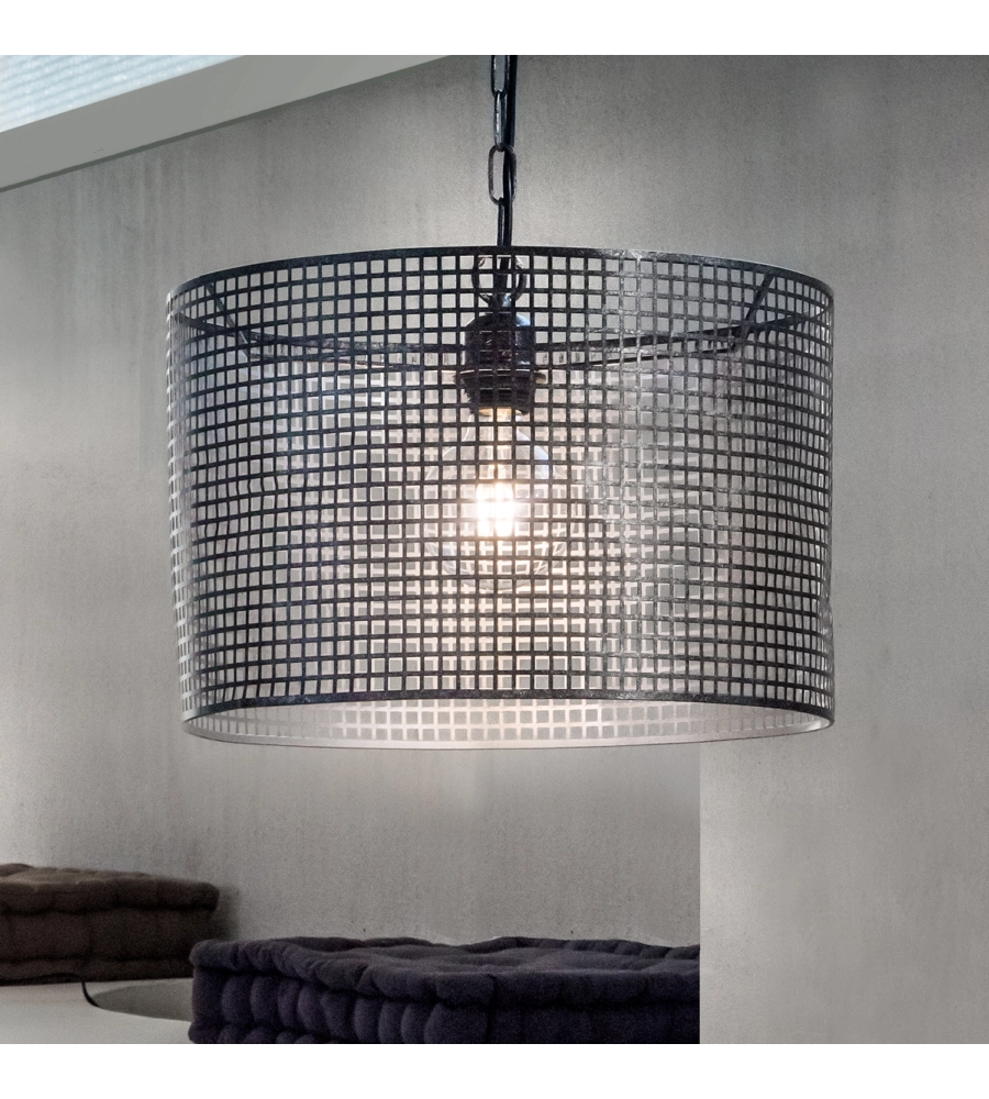 LAMPADA A SOSPENSIONE "FLAM" IN METALLO GRIGIO, E27