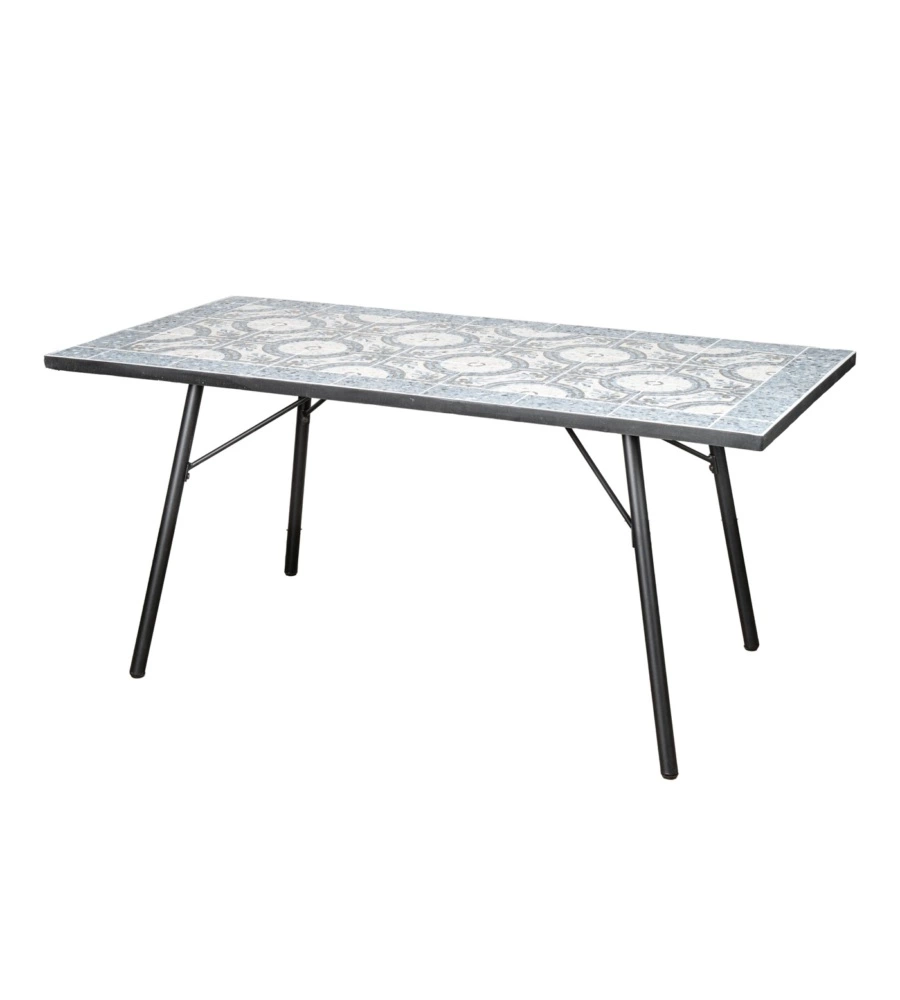 TAVOLO DA ESTERNO EUROGARDEN "VENEZIA" IN FERRO CON TOP PIASTRELLE GRES 160X80X75 CM