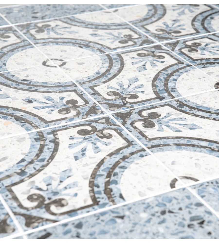 TAVOLO DA ESTERNO EUROGARDEN "VENEZIA" IN FERRO CON TOP PIASTRELLE GRES 160X80X75 CM