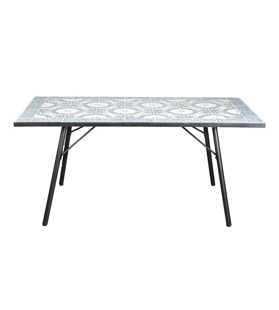 TAVOLO DA ESTERNO EUROGARDEN "VENEZIA" IN FERRO CON TOP PIASTRELLE GRES 160X80X75 CM