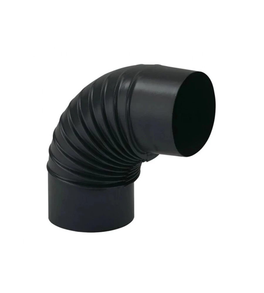 TUBO CURVA 90° ALA IN ACCIAIO SMALTATO VERNICIATO NERO OPACO, DIAMETRO 13 CM