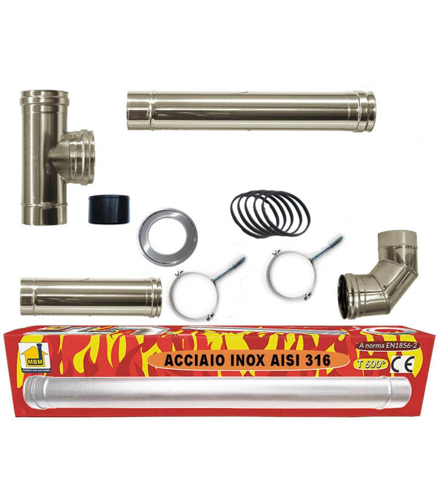 KIT ECO STUFA A PELLET, TUBI DA 80 MM
