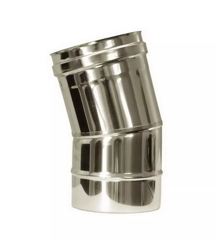 TUBO CURVA 15° PARETE DOPPIA INOX, DN 150/200