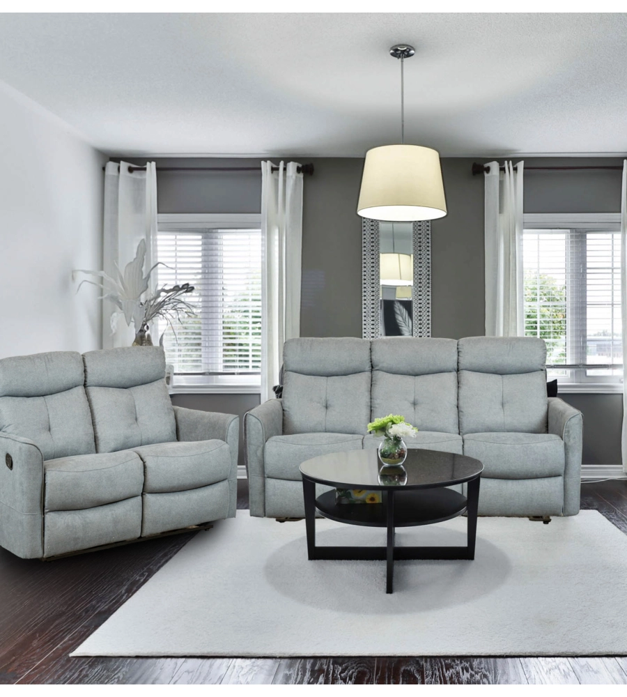 DIVANO 2 POSTI BELLAHOME "MIA" CON RECLINER MANUALE GRIGIO ANTRACITE 127X90X101 CM