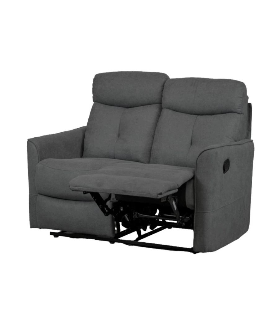 DIVANO 2 POSTI BELLAHOME "MIA" CON RECLINER MANUALE GRIGIO ANTRACITE 127X90X101 CM