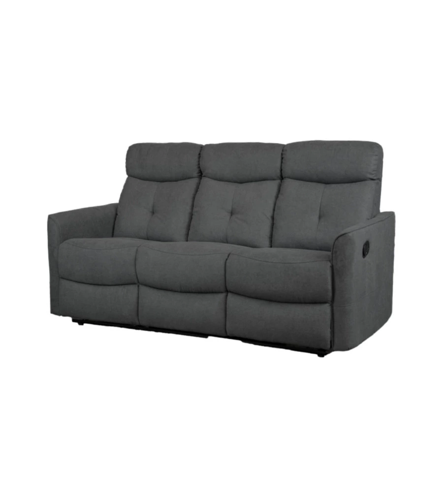DIVANO 3 POSTI "MIA" CON RECLINER MANUALE GRIGIO ANTRACITE 179X90X101 CM