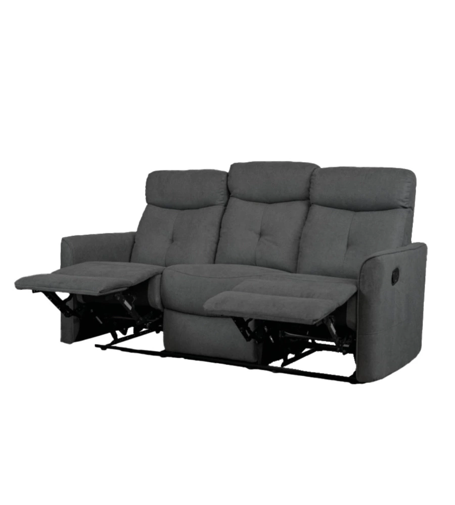 DIVANO 3 POSTI "MIA" CON RECLINER MANUALE GRIGIO ANTRACITE 179X90X101 CM
