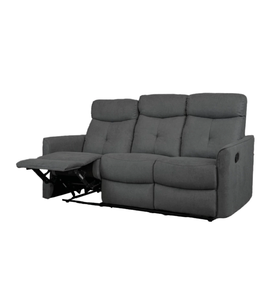 DIVANO 3 POSTI "MIA" CON RECLINER MANUALE GRIGIO ANTRACITE 179X90X101 CM