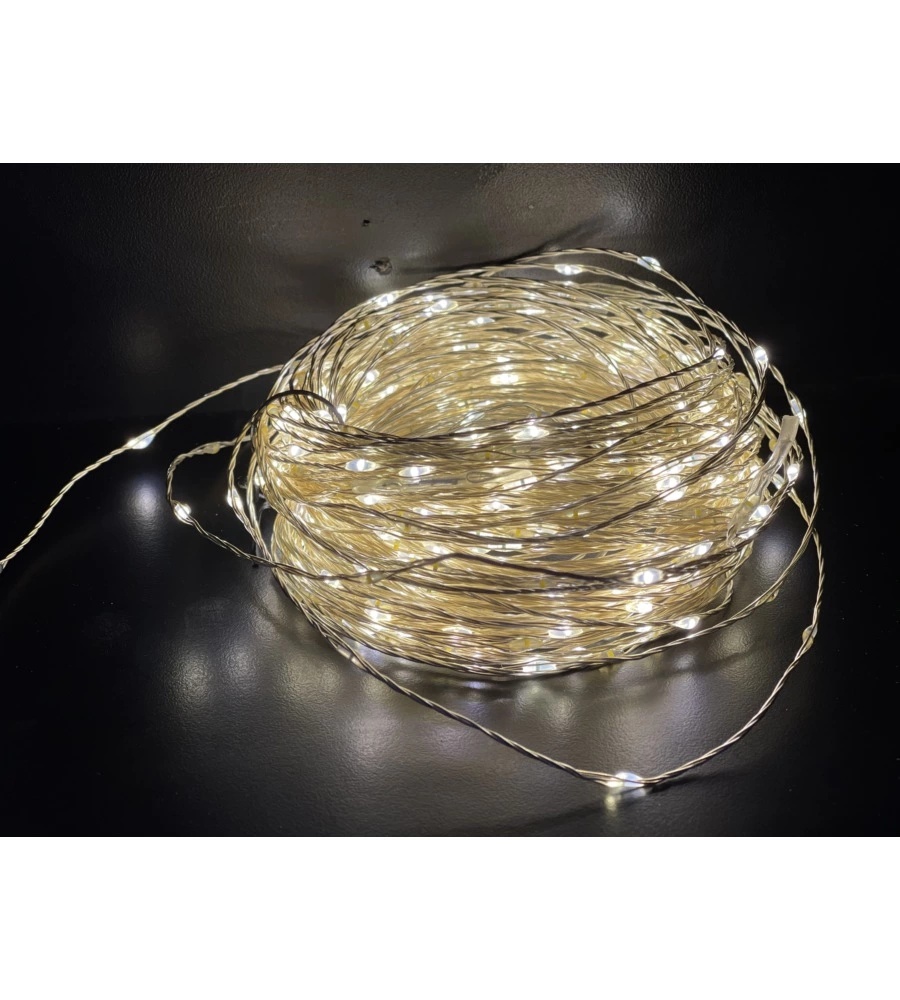 20 GOCCE DI LED A BATTERIA SU FILO DI RAME MODELLABILE, BIANCO CALDO