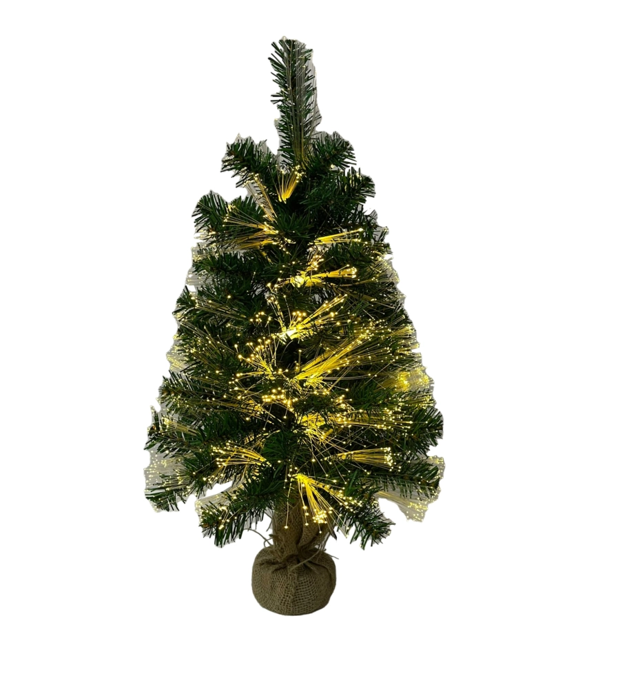 ALBERELLO DI NATALE CON FIBRE OTTICHE BIANCO CALDO, H60 CM