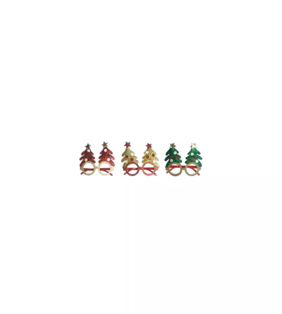 OCCHIALI COLORATI DECORATI CON ALBERI DI NATALE, COLORI ASSORTITI
