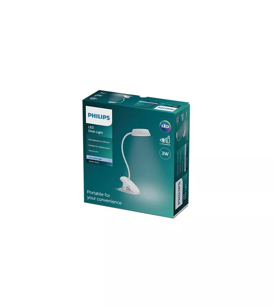 LAMPADA LED DA TAVOLO "DONUTCLIP" BIANCO A MORSETTO 4000K