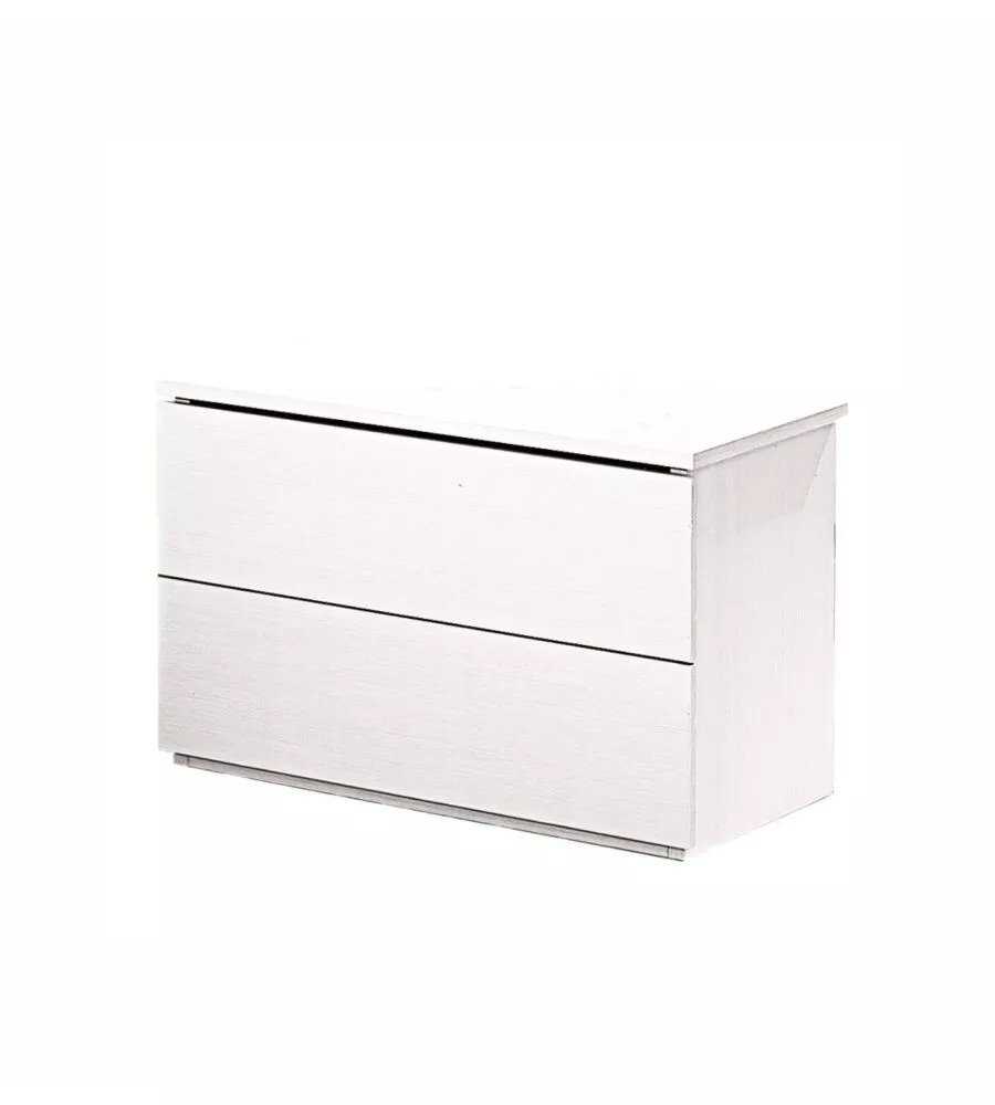 COMODINO 2 CASSETTI "GIOTTO" BIANCO FIAMMATO 49X38X41 CM