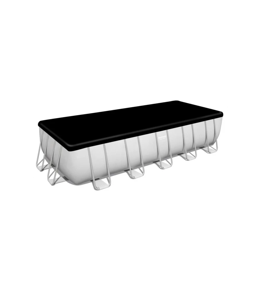PISCINA FUORI TERRA RETTANGOLARE CON STRUTTURA BESTWAY "POWER STEEL FRAME" CON POMPA, SCALETTA, COVER E CHEMCONNECT GRIGIO CHIARO 640X274X132 CM - COD. 5612B