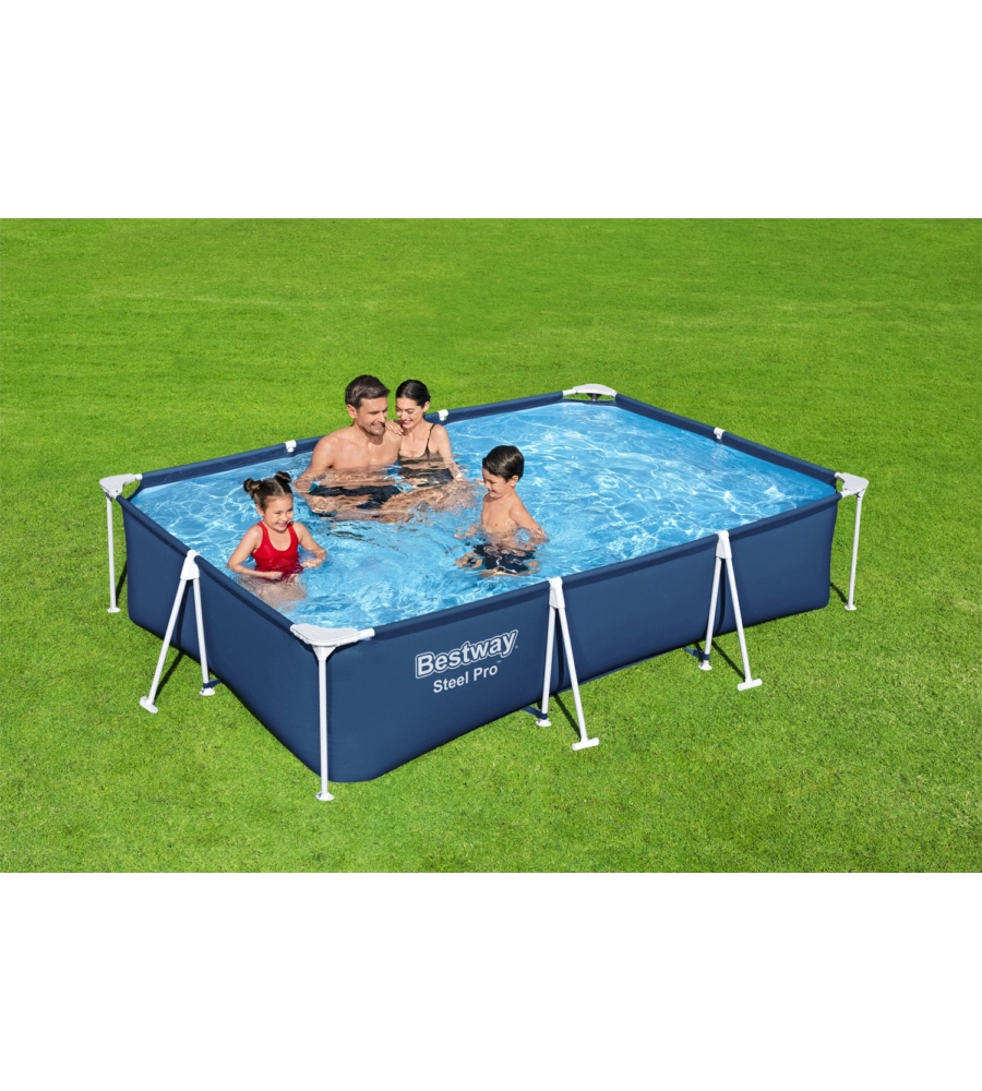 PISCINA FUORI TERRA CON STRUTTURA RETTANGOLARE BESTWAY "SPLASH FRAME" BLU NAVY 300X201X66 CM - COD. 56043