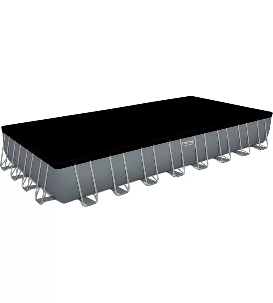 PISCINA FUORI TERRA CON STRUTTURA RETTANGOLARE BESTWAY "POWER STEEL FRAME" CON TELO, POMPA E SCALETTA GRIGIO SCURO 956X488X132 CM - COD. 56623-NEW