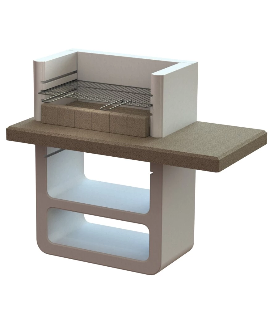 BARBECUE A LEGNA O CARBONELLA IN CALCESTRUZZO SAROM FUOCO "AGADIRIN" 125X64X110,5 CM