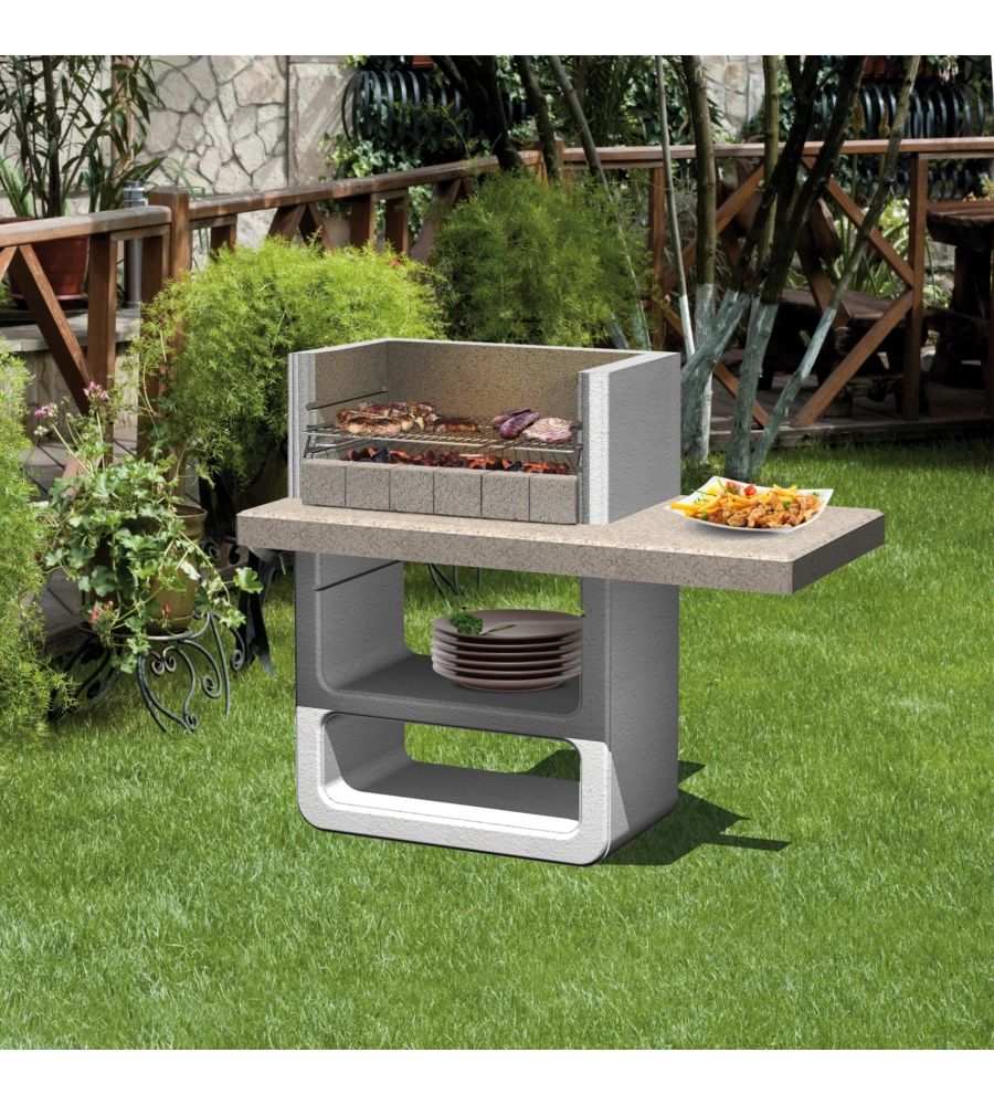 BARBECUE A LEGNA O CARBONELLA IN CALCESTRUZZO SAROM FUOCO "AGADIRIN" 125X64X110,5 CM