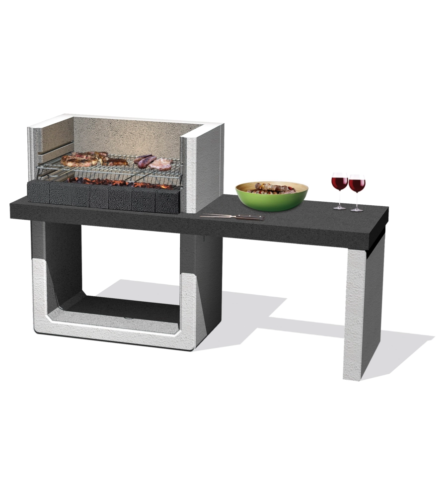 BARBECUE A CARBONELLA IN CALCESTRUZZO SAROM FUOCO "PORTO NEW" 160X51,5X97 CM